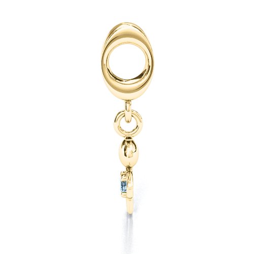 Happy Boy Bracelet Charm – 10K Yellow Gold with Aquamarine