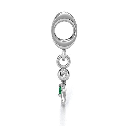Happy Girl Bracelet Charm – Sterling Silver with Emerald