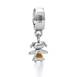 Happy Girl Bracelet Charm in 925 Sterling Silver with Citrine