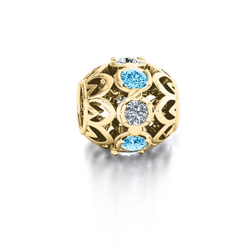 Zen Bracelet Charm – 10K Yellow Gold with Blue Topaz and Cubic Zirconia