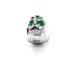 Say it with Flowers Bracelet Charm in 925 Sterling Silver with Emerald