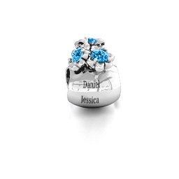 Say it with Flowers Bracelet Charm in 925 Sterling Silver with Blue Topaz