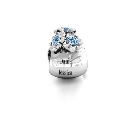 Say it with Flowers Bracelet Charm in 925 Sterling Silver with Aquamarine