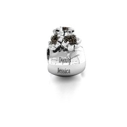 Say it with Flowers Bracelet Charm in 925 Sterling Silver with Smokey Quartz