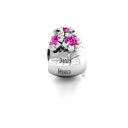 Say it with Flowers Bracelet Charm in 925 Sterling Silver with Pink Tourmaline