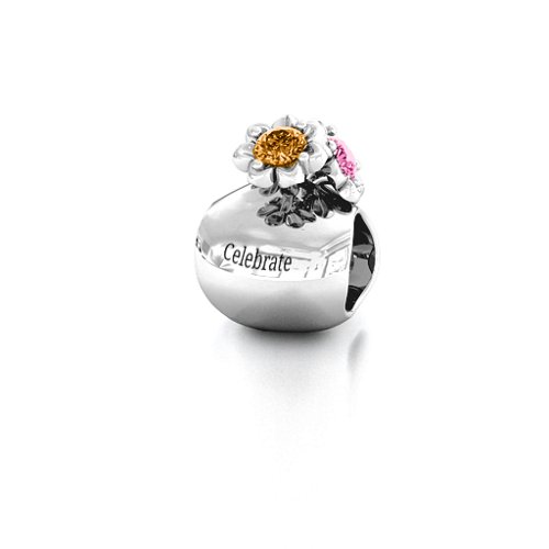 Say it with Flowers Bracelet Charm – Sterling Silver with Peridot, Pink Tourmaline, and Citrine