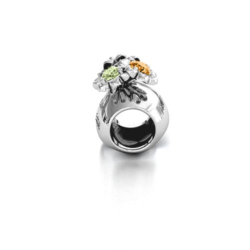 Say it with Flowers Bracelet Charm – Sterling Silver with Peridot, Pink Tourmaline, and Citrine
