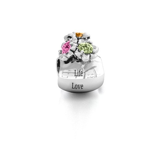 Say it with Flowers Bracelet Charm – Sterling Silver with Peridot, Pink Tourmaline, and Citrine
