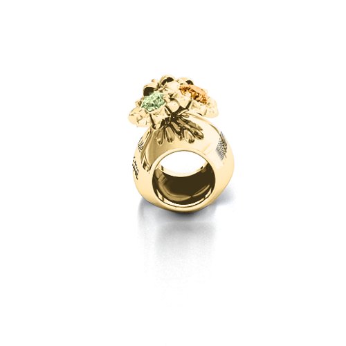 Say it with Flowers Bracelet Charm – 10K Yellow Gold with Peridot, Pink Tourmaline, and Citrine