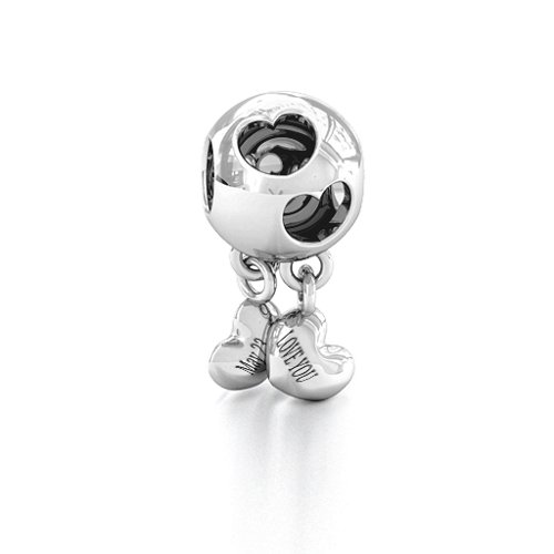Double Cut Out Floating Hearts Bracelet Charm – Sterling Silver
