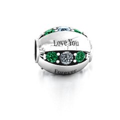 Imperial Deluxe Bracelet Charm – Sterling Silver with Aquamarine, Cubic Zirconia, Emerald, Citrine, and Pink Tourmaline