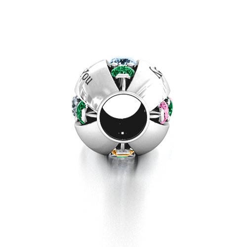 Imperial Deluxe Bracelet Charm – Sterling Silver with Aquamarine, Cubic Zirconia, Emerald, Citrine, and Pink Tourmaline