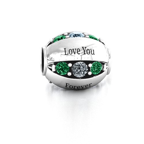 Imperial Deluxe Bracelet Charm – Sterling Silver with Aquamarine, Cubic Zirconia, Emerald, Citrine, and Pink Tourmaline
