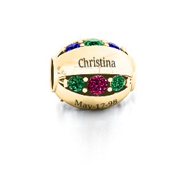 Imperial Deluxe Bracelet Charm in 10K Solid Yellow Gold with Emerald, Ruby, Cubic Zirconia, Amethyst, and Blue Sapphire