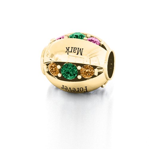 Imperial Deluxe Bracelet Charm – 10K Yellow Gold with Aquamarine, Cubic Zirconia, Emerald, Citrine, and Pink Tourmaline