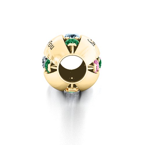 Imperial Deluxe Bracelet Charm – 10K Yellow Gold with Aquamarine, Cubic Zirconia, Emerald, Citrine, and Pink Tourmaline