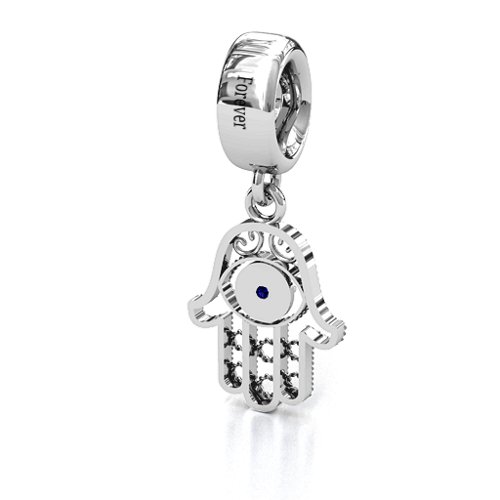 Protection Hamsa Bracelet Charm – Sterling Silver with Blue Sapphire