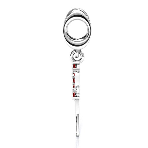Wing With Stones Bracelet Charm – Sterling Silver with Garnet