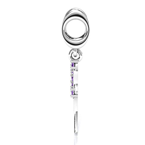 Wing With Stones Bracelet Charm – Sterling Silver with Amethyst