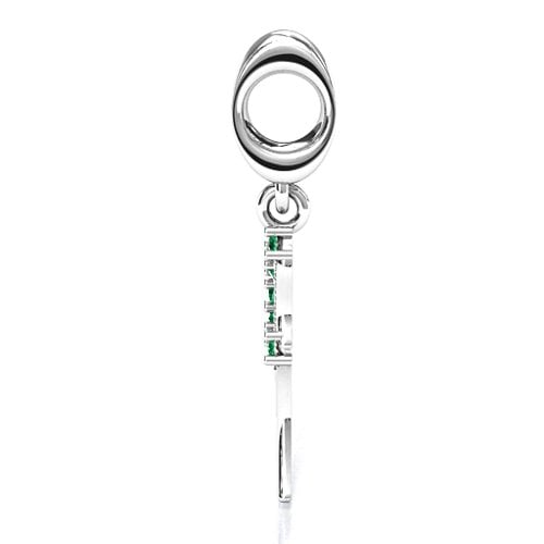 Wing With Stones Bracelet Charm – Sterling Silver with Emerald
