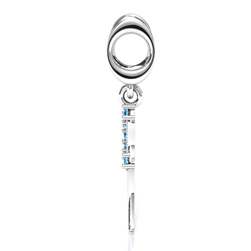 Wing With Stones Bracelet Charm – Sterling Silver with Blue Topaz
