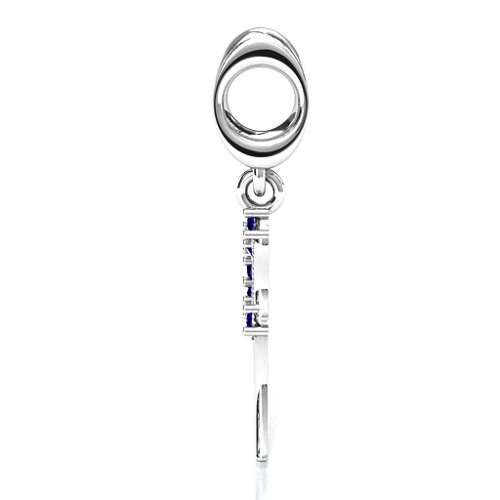 Wing With Stones Bracelet Charm – Sterling Silver with Blue Sapphire