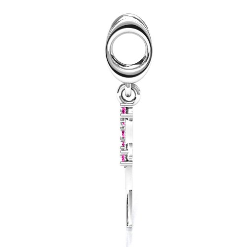 Wing With Stones Bracelet Charm – Sterling Silver with Pink Tourmaline