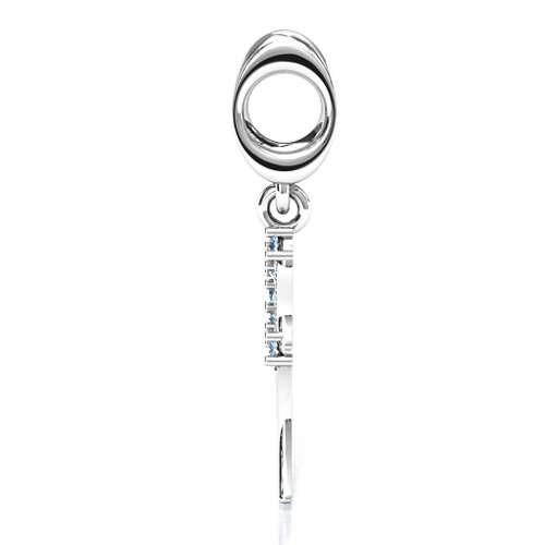 Wing With Stones Bracelet Charm – Sterling Silver with Aquamarine