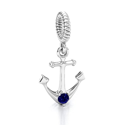 Anchor With Round Stone Bracelet Charm