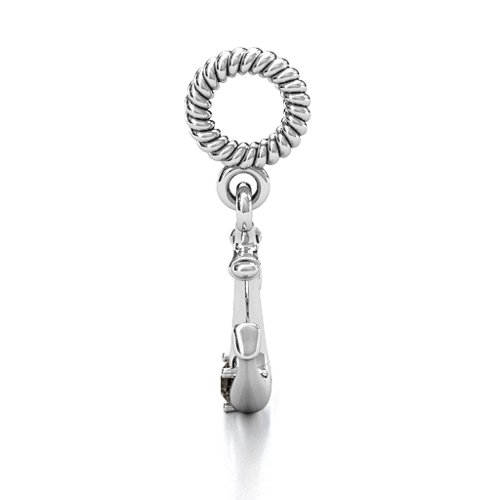 Anchor With Round Stone Bracelet Charm – Sterling Silver with Smokey Quartz