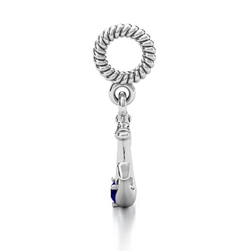Anchor With Round Stone Bracelet Charm – Sterling Silver with Blue Sapphire