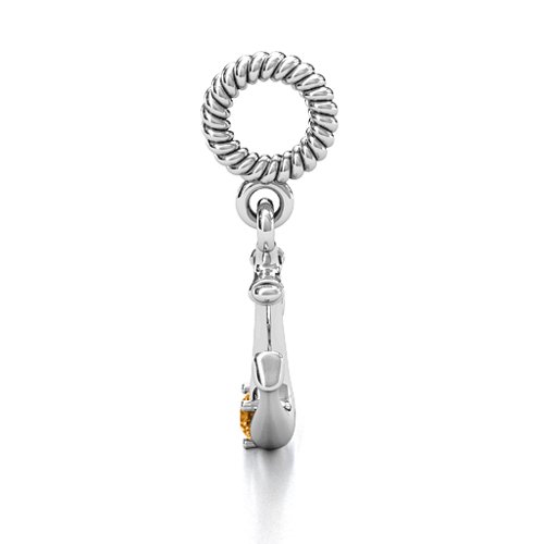 Anchor With Round Stone Bracelet Charm – Sterling Silver with Citrine
