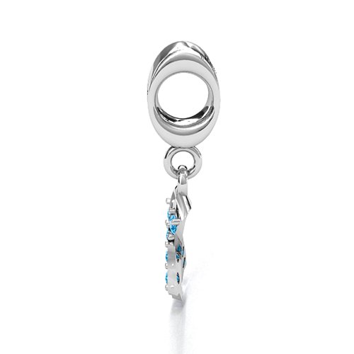 Awareness Ribbon Bracelet Charm – Sterling Silver with Blue Topaz