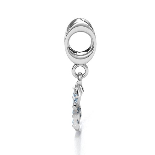 Awareness Ribbon Bracelet Charm – Sterling Silver with Aquamarine