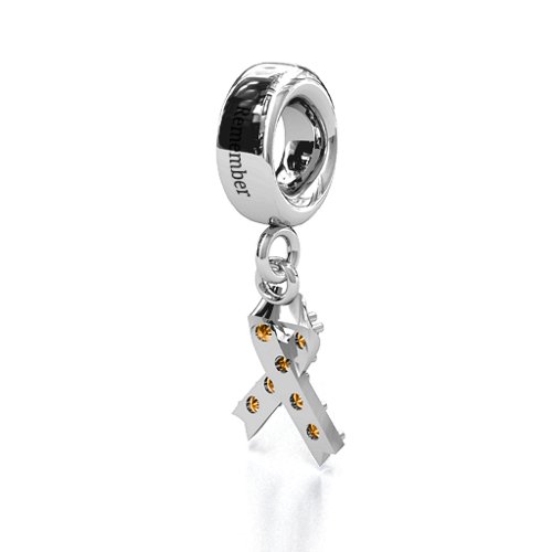 Awareness Ribbon Bracelet Charm – Sterling Silver with Citrine