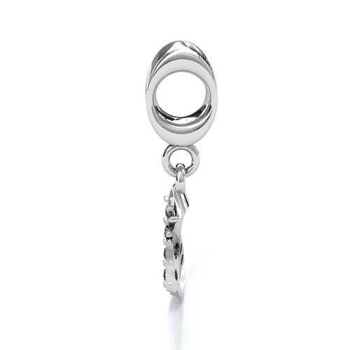 Awareness Ribbon Bracelet Charm – Sterling Silver with Smokey Quartz