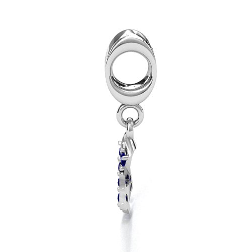 Awareness Ribbon Bracelet Charm – Sterling Silver with Blue Sapphire