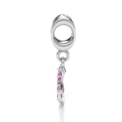 Awareness Ribbon Bracelet Charm – Sterling Silver with Pink Tourmaline