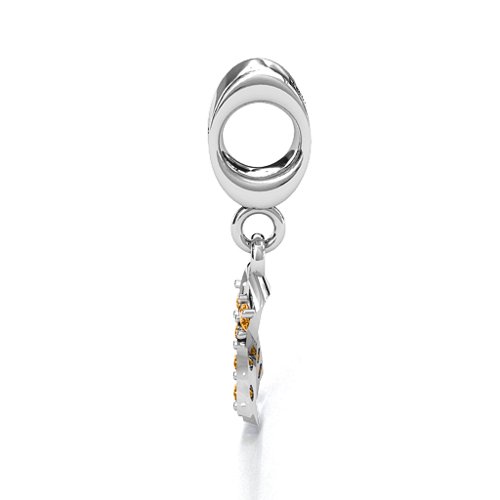 Awareness Ribbon Bracelet Charm – Sterling Silver with Citrine