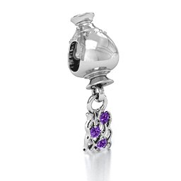 Aquarius Free Flowing Bracelet Charm in 925 Sterling Silver with Amethyst