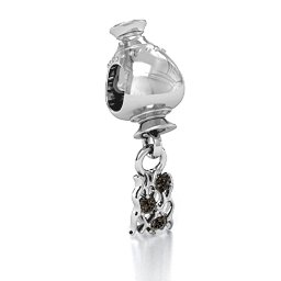 Aquarius Free Flowing Bracelet Charm in 925 Sterling Silver with Smokey Quartz