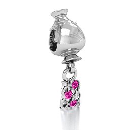 Aquarius Free Flowing Bracelet Charm in 925 Sterling Silver with Pink Tourmaline