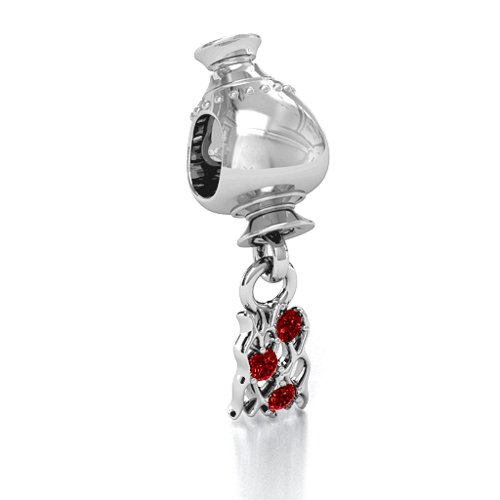 Aquarius Free Flowing Bracelet Charm – Sterling Silver with Garnet