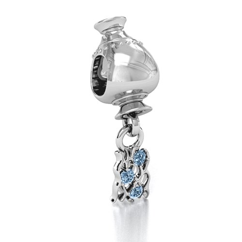 Aquarius Free Flowing Bracelet Charm – Sterling Silver with Aquamarine