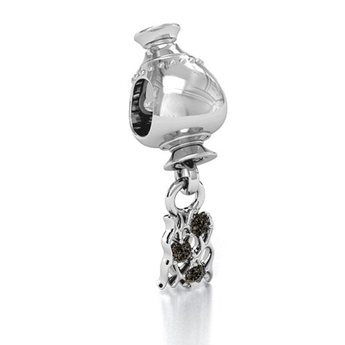Aquarius Free Flowing Bracelet Charm – Sterling Silver with Smokey Quartz