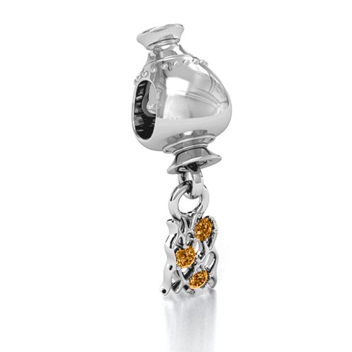 Aquarius Free Flowing Bracelet Charm – Sterling Silver with Citrine