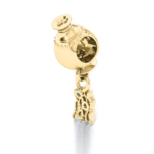 Aquarius Free Flowing Bracelet Charm – 10K Yellow Gold with Blue Topaz