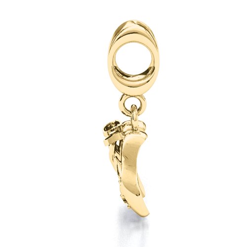 Enchanted Ballet Shoes Bracelet Charm – 10K Yellow Gold with Peridot