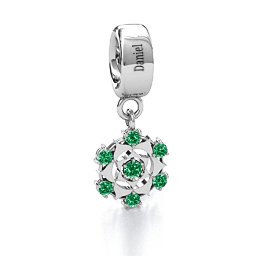 Seven Chakras Bracelet Charm in 925 Sterling Silver with Emerald