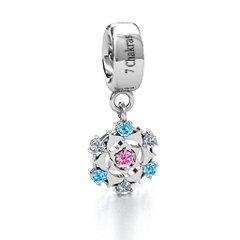 Seven Chakras Bracelet Charm – Sterling Silver with Pink Tourmaline, Blue Topaz, and Cubic Zirconia